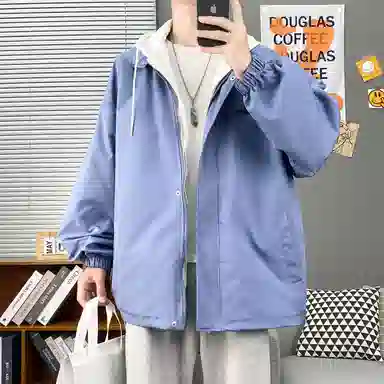 虫小绿 美式高街个性时尚潮流运动轻便透气百搭简约多功能纯色基础高级感休闲户外防风印花宽松连帽外套夹克 男女同款