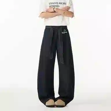 虫小绿 美式高街直筒长裤垂感舒适通勤四季可穿裤子学生运动宽松潮流休闲裤 男女同款