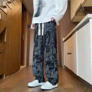 虫小绿 美式高街风宽松运动直筒裤 设计感满满休闲裤 男女同款