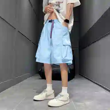 虫小绿 夏季美式薄款时尚潮流休闲宽松多口袋工装短裤 男女同款