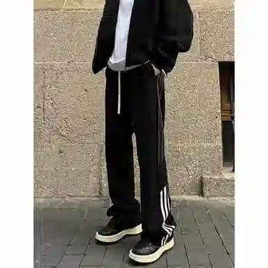 虫小绿 美式高街风舒适垂感百搭阔腿直筒休闲裤 男款
