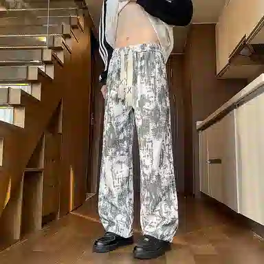 虫小绿 美式高街风宽松运动直筒裤 设计感满满休闲裤 男女同款