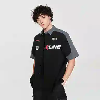 Lee SS24 Black Racing Print Polo Shirt