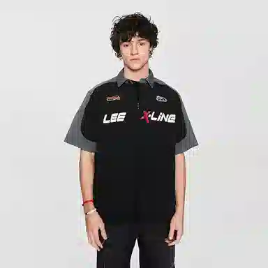 Lee SS24 Black Racing Print Polo Shirt