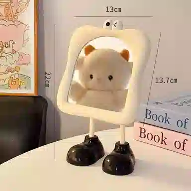 悦语大脚丫化妆镜桌面台式单面卡通大眼宿舍美妆补妆梳妆公主镜镜子 台式镜