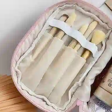 悦语实用少女心包 便携收纳防尘 化妆包奶油灯芯绒可爱化妆包高级感可爱洗漱包便携大容量化妆品收纳包