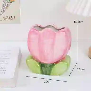 悦语花朵收纳杯陶瓷桌面可爱化妆刷架桌面置物架创意装饰筒