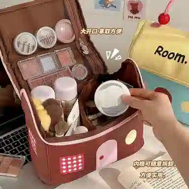 悦语可爱实用美妆工具 便携收纳 多巴胺小房子化妆包女便携手提洗漱包化妆品收纳包防水大容量收纳