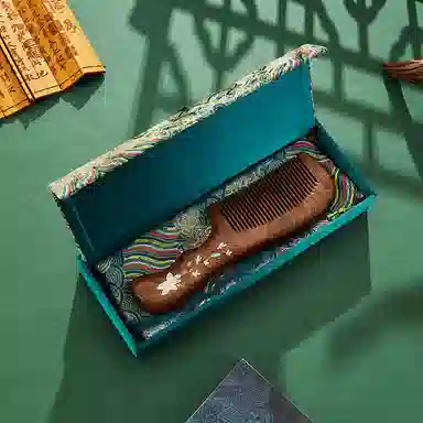 悦语 檀木梳礼盒装彩色描金直发木梳按摩护发实用创意礼品  梳子及套装