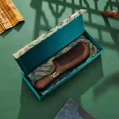 悦语 檀木梳礼盒装彩色描金直发木梳按摩护发实用创意礼品  梳子及套装