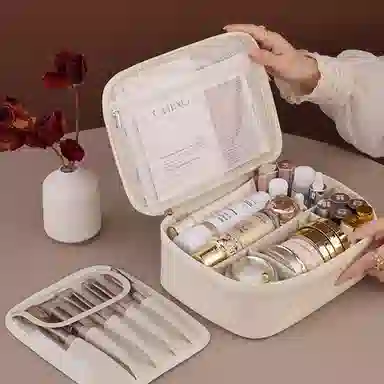 悦语实用包 便携收纳防尘 简约高级化妆包 女生美妆收纳随心拆分大容量高多功能化妆品收纳高颜值美妆收纳盒