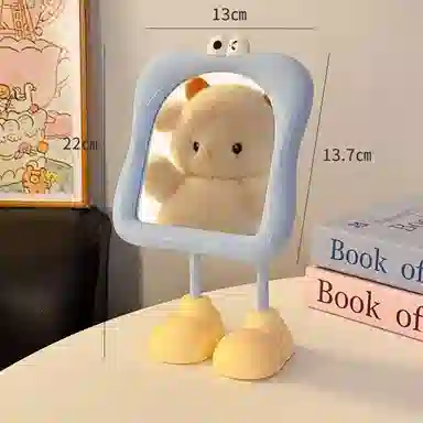 悦语大脚丫化妆镜桌面台式单面卡通大眼宿舍美妆补妆梳妆公主镜镜子 台式镜