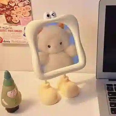 悦语大脚丫化妆镜桌面台式单面卡通大眼宿舍美妆补妆梳妆公主镜镜子 台式镜