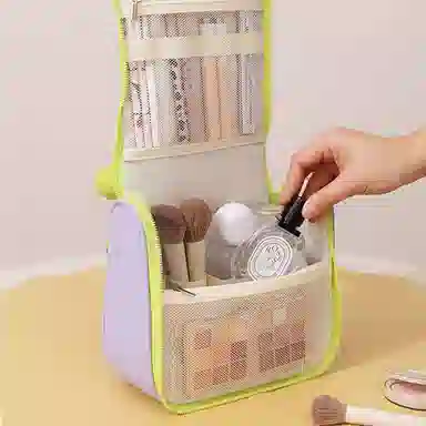 悦语美妆包 便携收纳防尘 高颜值化妆包大容量手提化妆品包旅行棉花糖色洗漱包