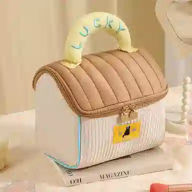 悦语简单实用美妆工具 便携收纳 可爱房子化妆包女大容量便携式趣味卡通旅行洗漱品手提分区收纳袋