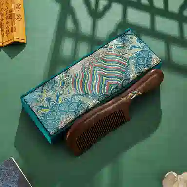 悦语 檀木梳礼盒装彩色描金直发木梳按摩护发实用创意礼品  梳子及套装