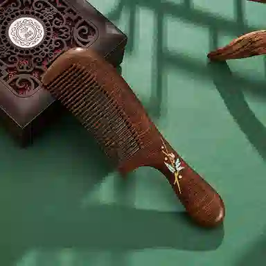 悦语 檀木梳礼盒装彩色描金直发木梳按摩护发实用创意礼品  梳子及套装