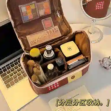 悦语可爱实用美妆工具 便携收纳 多巴胺小房子化妆包女便携手提洗漱包化妆品收纳包防水大容量收纳