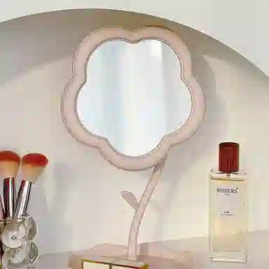 悦语 花朵便携镜子桌面台式梳妆镜学生宿舍高颜值随身太阳花化妆镜