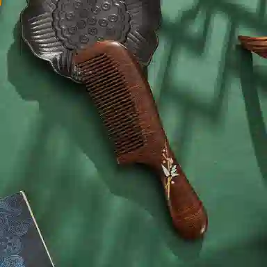 悦语 檀木梳礼盒装彩色描金直发木梳按摩护发实用创意礼品  梳子及套装