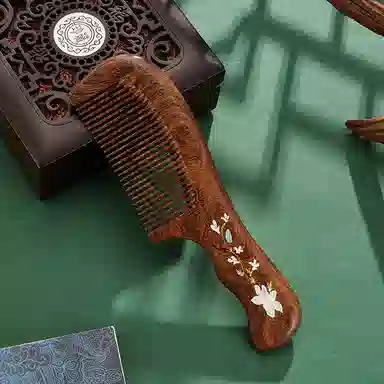 悦语 檀木梳礼盒装彩色描金直发木梳按摩护发实用创意礼品  梳子及套装