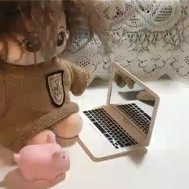 悦语创意迷你电脑小镜笔记本电脑随身带造型便携折叠苹果化妆镜镜子 折叠镜随身小镜