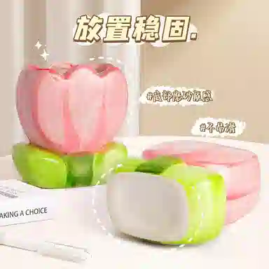 悦语花朵收纳杯陶瓷桌面可爱化妆刷架桌面置物架创意装饰筒