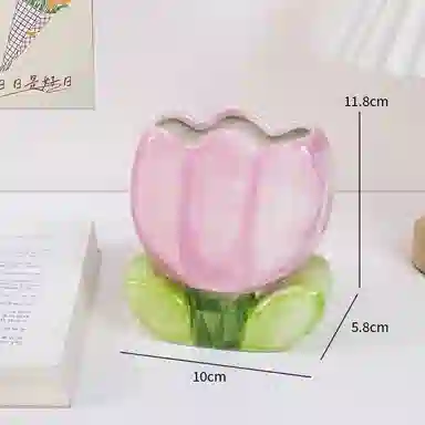 悦语花朵收纳杯陶瓷桌面可爱化妆刷架桌面置物架创意装饰筒