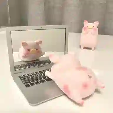 悦语创意迷你电脑小镜笔记本电脑随身带造型便携折叠苹果化妆镜镜子 折叠镜随身小镜