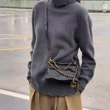 西木汀 可可月光 小众设计高级感通勤百搭时尚链条包 牛皮 手提包 常规 女款 深邃黑/橄榄绿/美拉德棕