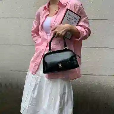 西木汀 莫妮卡 小众设计高级感通勤百搭波士顿包 牛皮 单肩手提包 女款 多色