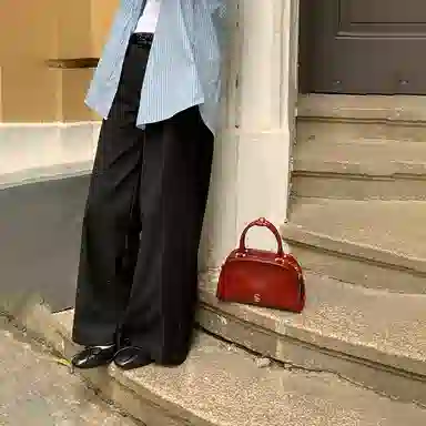 西木汀 莫妮卡 小众设计高级感通勤百搭波士顿包 牛皮 单肩手提包 女款 多色