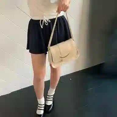 Ximuting Microglow Classic Flap Shoulder Bag Small Black Ivory