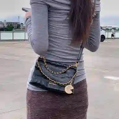 西木汀 可可月光 小众设计高级感通勤百搭时尚链条包 牛皮 手提包 常规 女款 深邃黑/橄榄绿/美拉德棕