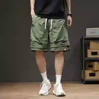 遨宇 美式机能冰丝薄款速干宽松山系户外登山露营骑行五分工装短裤 男女同款