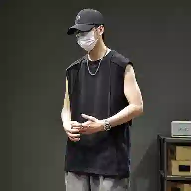 遨宇 美式街头坎肩拼接运动薄款圆领吸汗透气无袖背心 男女同款