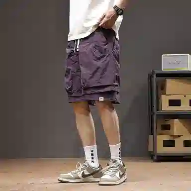 遨宇 美式机能冰丝薄款速干宽松山系户外登山露营骑行五分工装短裤 男女同款
