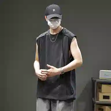 遨宇 美式街头坎肩拼接运动薄款圆领吸汗透气无袖背心 男女同款