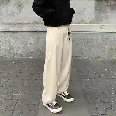 遨宇 夏季 美式轻奢高街潮牌痞帅风高端微喇裤情侣潮流高级感百搭休闲户外裤子男 牛仔裤 宽松型 男女同款