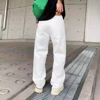 遨宇 夏季 美式高街潮牌嘻哈街头痞帅个性设计扎花直筒裤情侣潮流百搭休闲城市户外裤子男牛仔裤 宽松型 男女同款