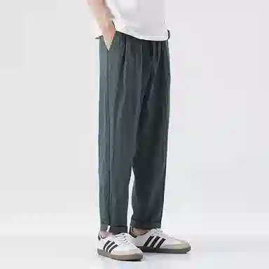 遨宇 美式极简风山系户外潮牌高街微皱斜纹九分裤情侣高级感潮流遛弯裤百搭速干运动裤子休闲裤 男女同款