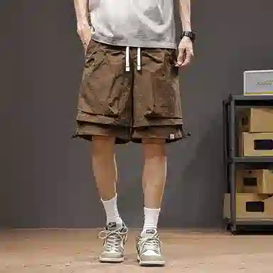 遨宇 美式机能冰丝薄款速干宽松山系户外登山露营骑行五分工装短裤 男女同款