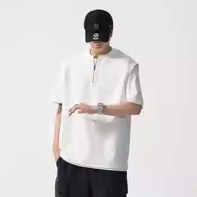 遨宇 美式休闲高街时尚潮牌圆领半拉链潮流宽松简约百搭背心 男女同款