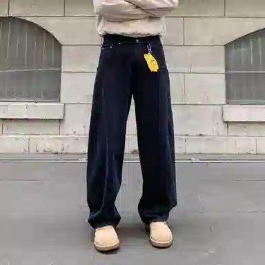 遨宇 夏季 美式轻奢高街潮牌痞帅风高端微喇裤情侣潮流高级感百搭休闲户外裤子男 牛仔裤 宽松型 男女同款