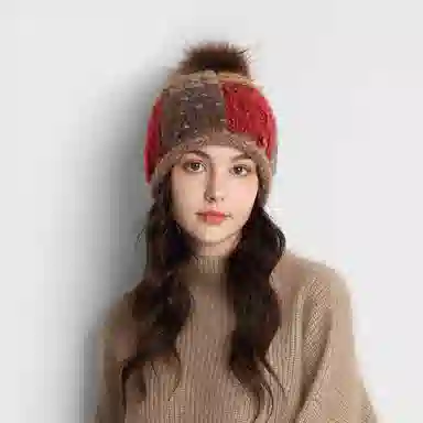 KENMONT Plaid Pom Pom Beanie