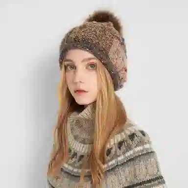 KENMONT Fox Pom Pom Wool Headband