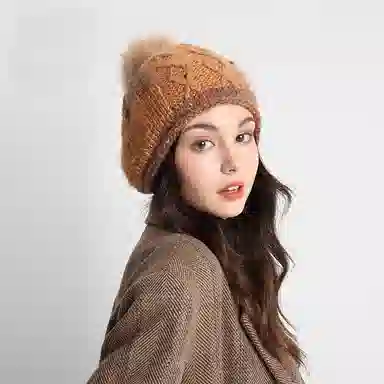 KENMONT Fox Pom Pom Wool Headband