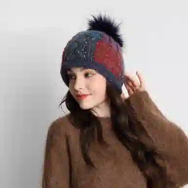 KENMONT Plaid Pom Pom Beanie