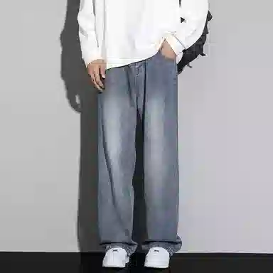 寻星记 复古水洗宽松垂感休闲百搭牛仔裤 男女同款