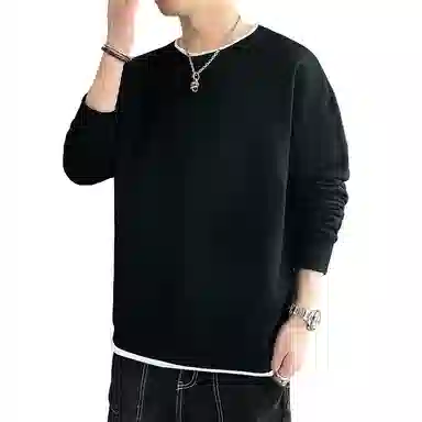 寻星记 潮流简约假两件男 多色基础款宽松圆领上衣卫衣 男款